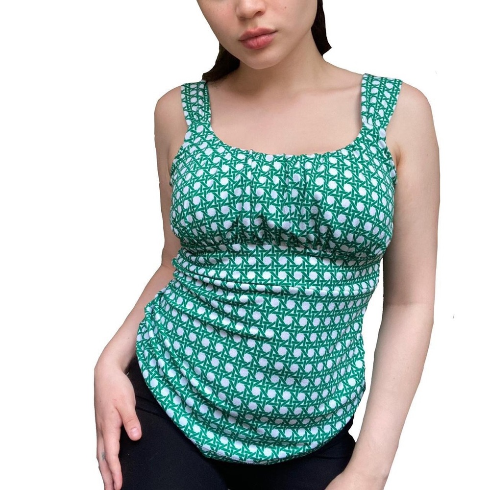 adorable green + white top